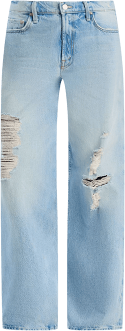 デニム・ジーパン MOTHER White Stretch Denim The Spinner Wide-Leg Jeans MOTHER The Spinner Zip Sneak High Rise Wide Leg Jeans in