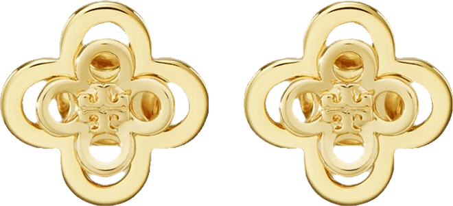 Tory Burch Kira Clover Stacked Stud Earrings in Gold Tone