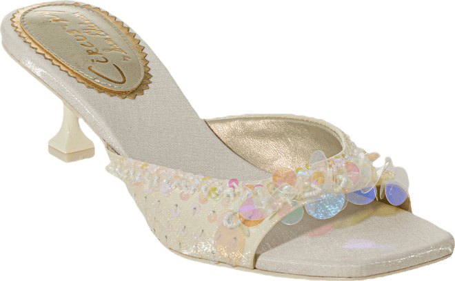 Paillette Strap Heel Pearl