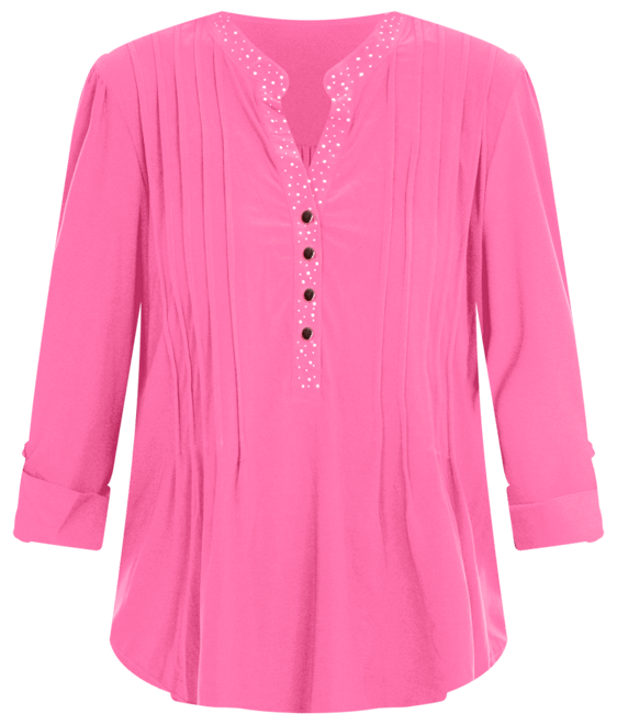 Juniper + Lime Petite Embellished 3/4-Sleeve Henley Top