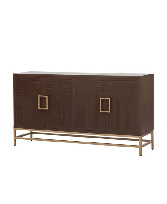 Streamdale Retro Sideboard with Adjustable Shelves and Metal Accents (Espresso)