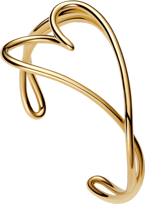 Gold Plated Heart Shaped Bangle Bracelet