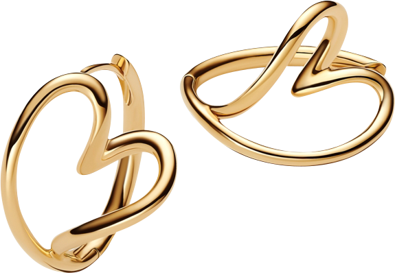 Gold Plated Heart Shaped Hoop Earrings