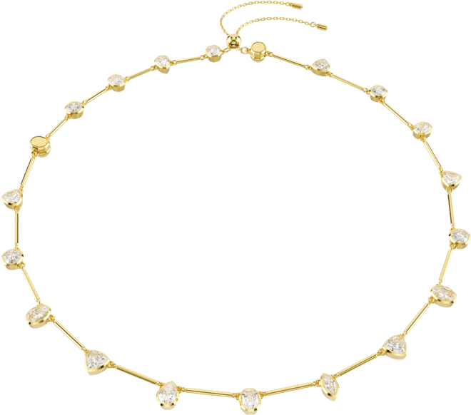 Imber Mixed Cuts White Gold-Tone Plated Tennis Necklace