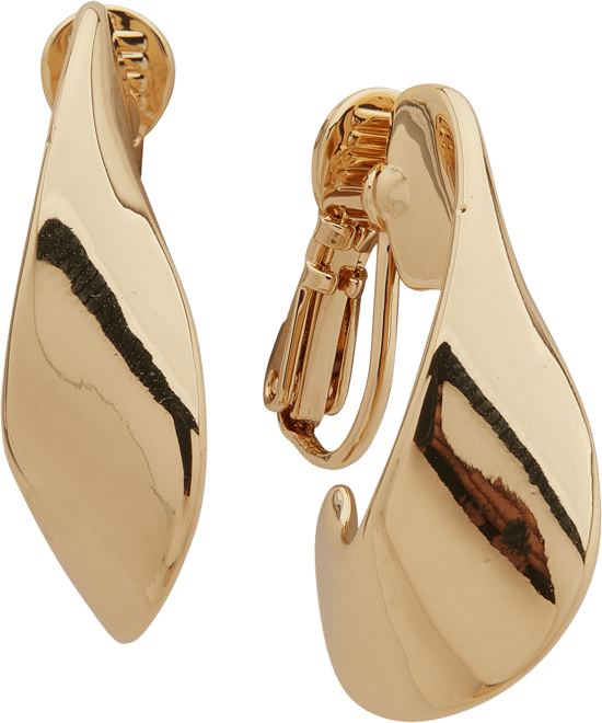 Gold-Tone Twisted Large Hoop Clip Earrings