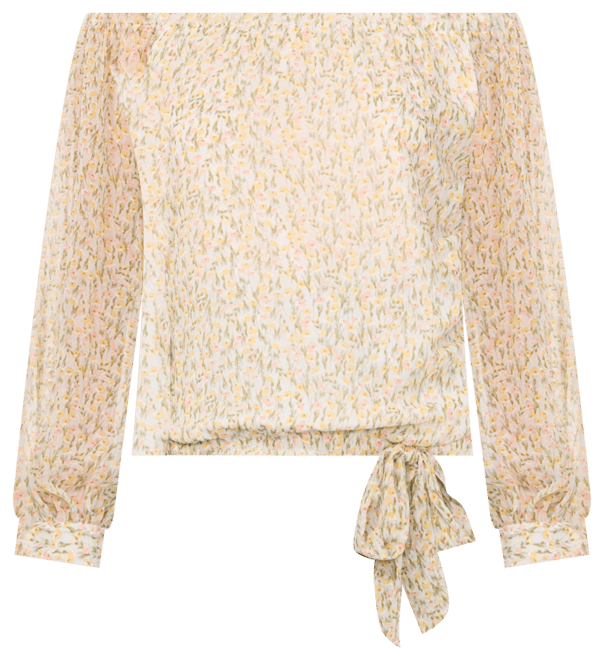 Women's Floral Off-The-Shoulder Long-Sleeve Tie-Front Blouse