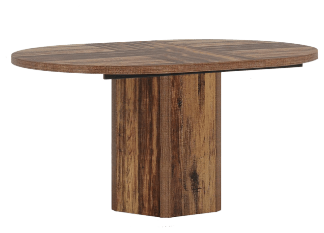 55.12 Inches Oval Dining Table for 4-6 People, Wood Kitchen Table, Rustic Dinner Room Table, Home Furniture Kitchen Table for Kitchen, Brow