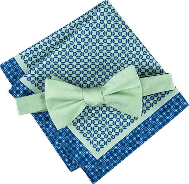 Tommy Hilfiger Men's Solid Bow Tie & Medallion Pocket Square Set