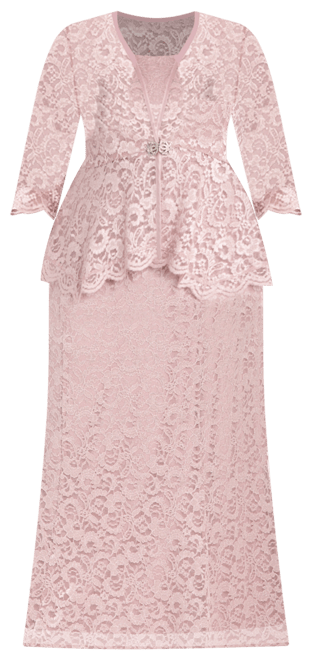 Plus Size Metallic Lace Jacket and Dress