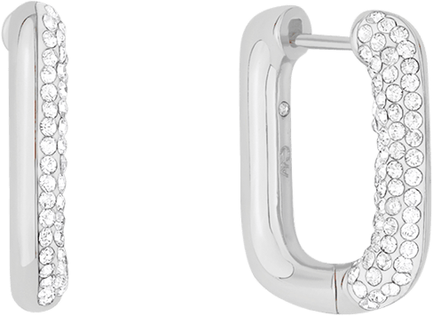 Clear Crystal Rectangular Shaped Hoop Earrings