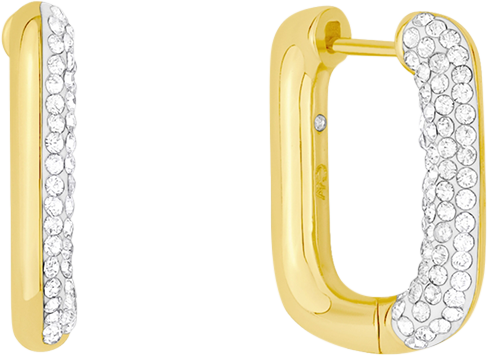 Clear Crystal Rectangular Shaped Hoop Earrings