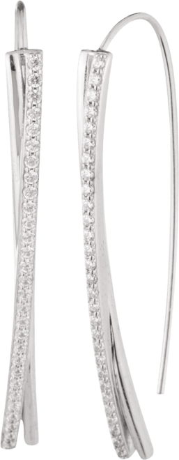 Sterling Silver Cubic Zirconia Pave Threader Earrings