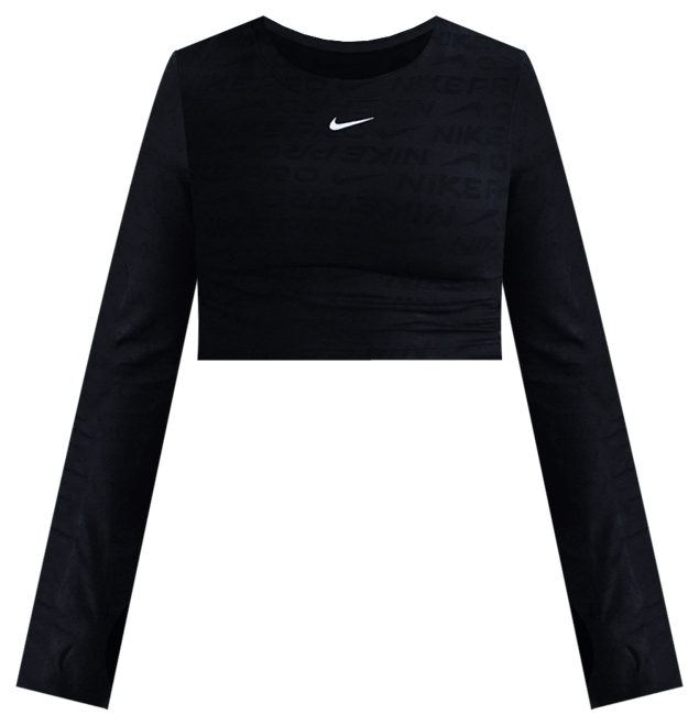 Nike Pro Haut court à manches longues en jacquard Dri-FIT pour femme