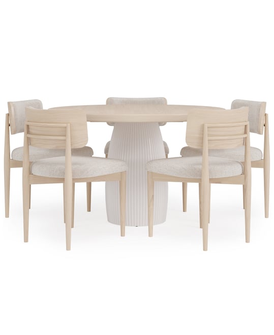 Lunare 6-Pc. Dining Set (Round Table & 5 Curved Chairs), Created for Macy's