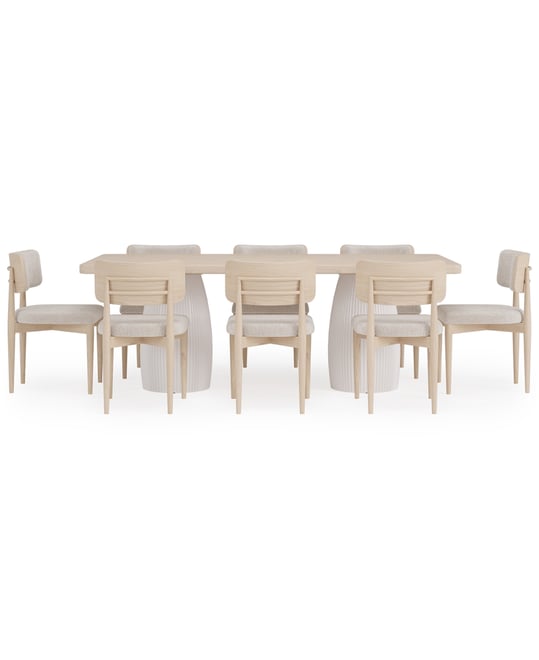 Lunare 9-Pc. Dining Set (Rectangular Table & 8 Curved Chairs)