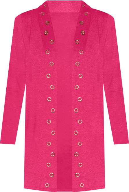 Women's Grommet-Trim Duster Open Front Cardigan Top