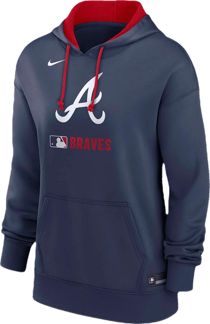 Women's Navy Atlanta Braves Authentic Collection Performance Pullover Hoodie