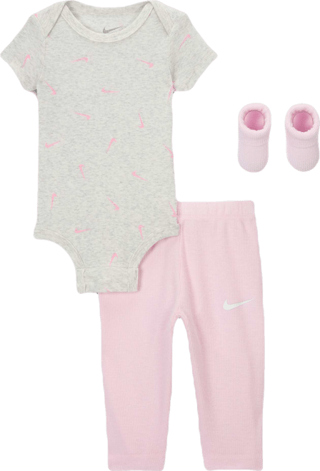 Nike Conjunto de 3 piezas de body y pants con patrón tipo waffle para bebé