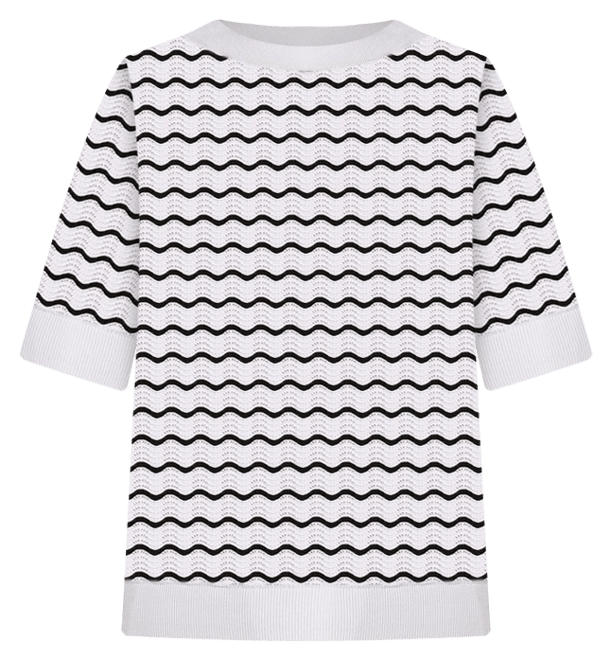 Elonora Knit Top in Ivory Stripe