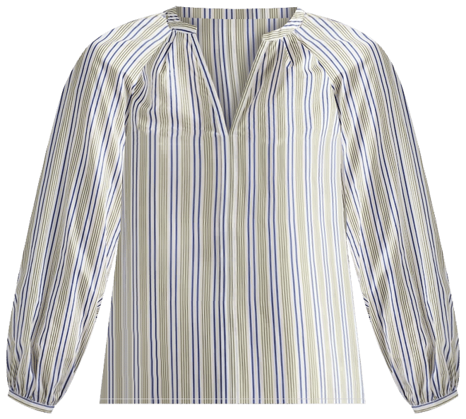 Kairi Striped Cotton Blouse in White Stripe