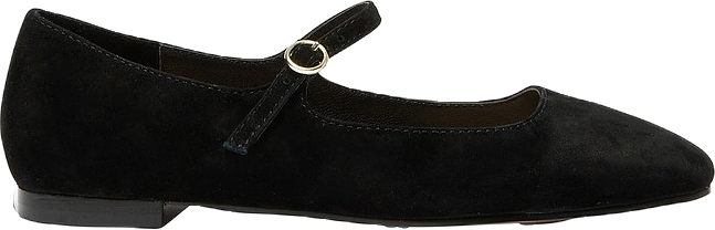 Flat Shoes in Black Suede Leather