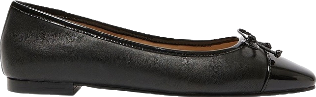Leather Ballet Flats in Black Patent