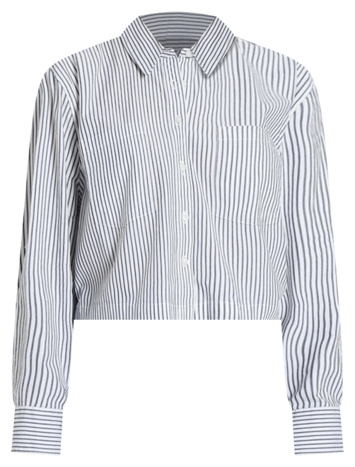 Mireya Cropped Stripe Shirt in Ivory/Ink