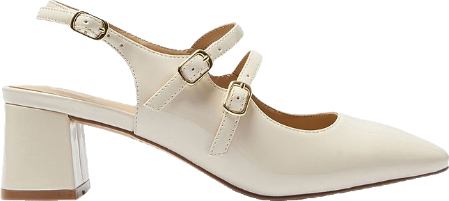 Heeled Leather Shoes in Bone Patent