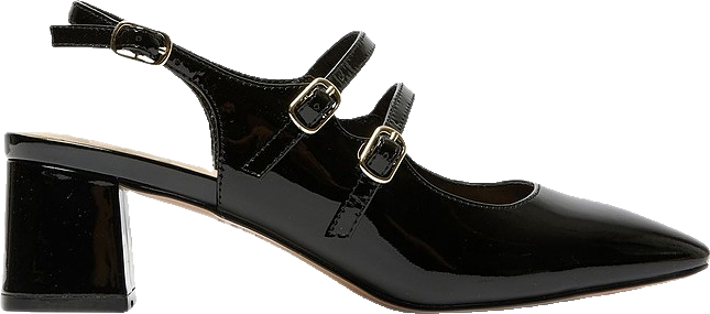 Heeled Leather Shoes in Black Patent