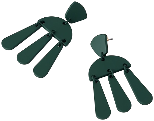 Multi Shapes Drop Earring in Dark Green