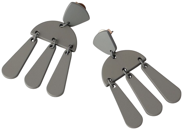 Multi Shapes Drop Earring in Grey