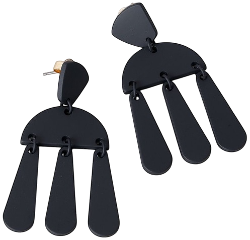 Multi Shapes Drop Earring in Navy