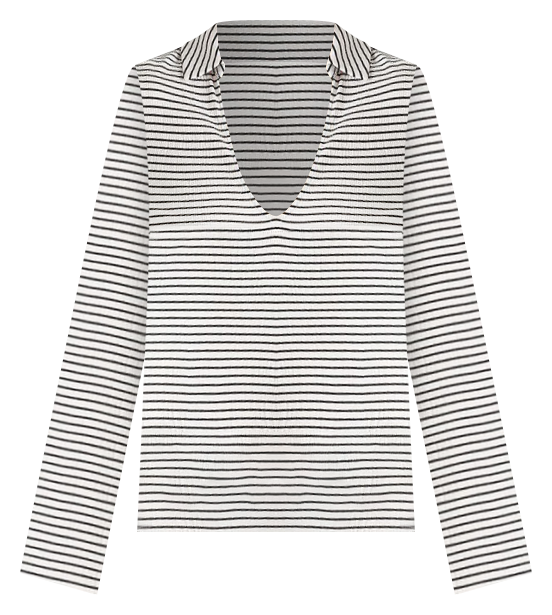Ginny Cotton Polo in White Stripe