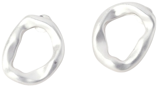 Oval Hammered Hoop Earrings in Silver Matte