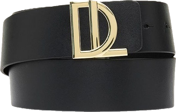 Logo Leather Belt in Black/Gold