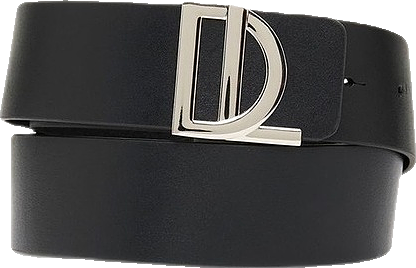 Logo Leather Belt in Black/Silver