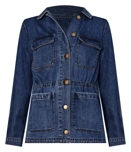 Long Line Denim Jacket in Mid Wash