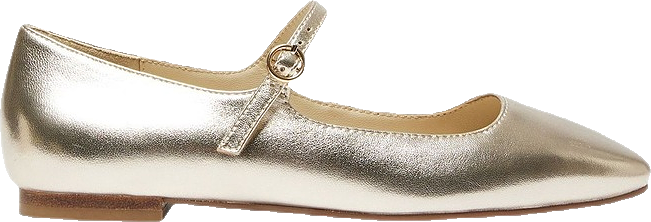 Flat Leather Shoes in Gold