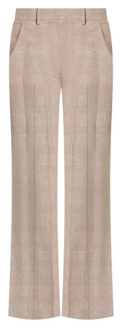 Leclerc Wide Leg Check Pant in Beige