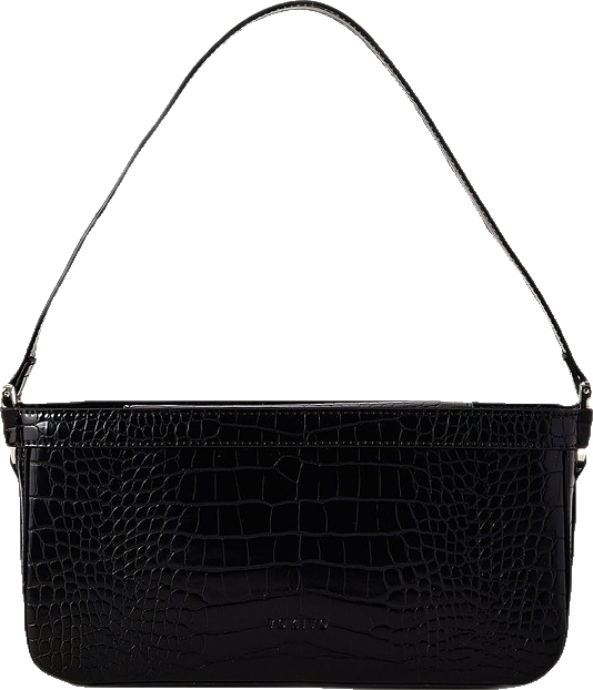 Lacey Croc Shoulder Bag in Black