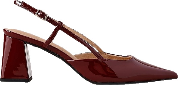 Heeled Shoe in Deep Red Patent Leather