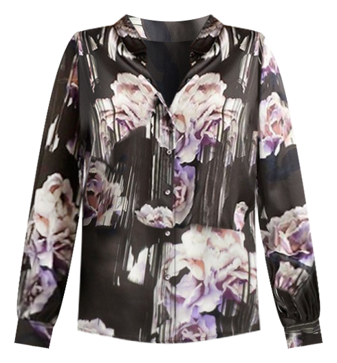Bloom Silk Blouse in Charcoal