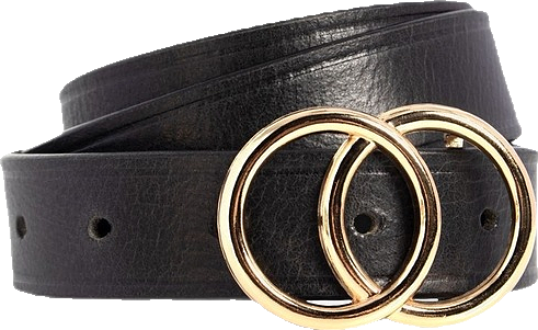 Brittany Double Ring Leather Belt in Black