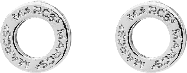 Signature Logo Circle Stud Earrings in Silver