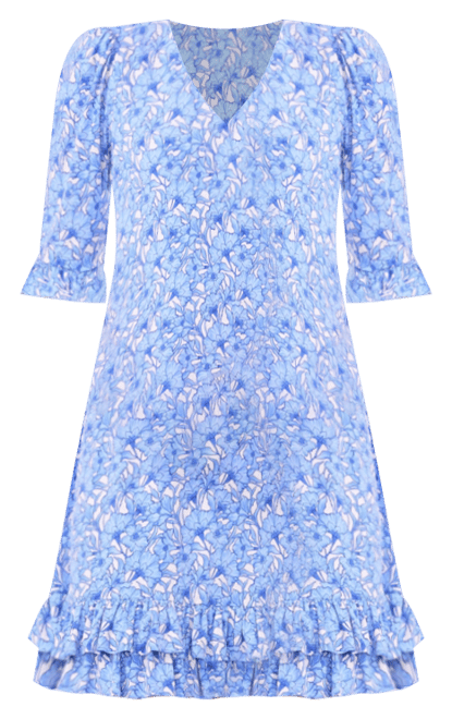 Women's V-Neck Ruffled Floral Shift Dress