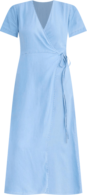 Women's Maxi Wrap Dress in Light Blue