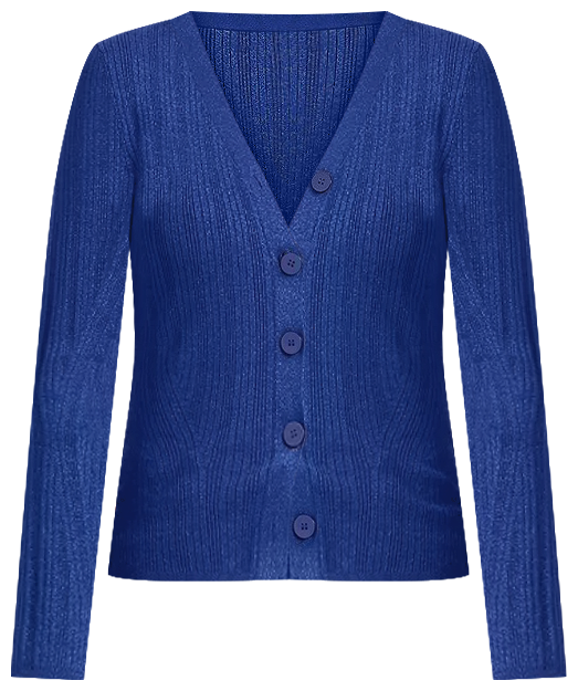 Missy Rib Knit Cardigan in Blue
