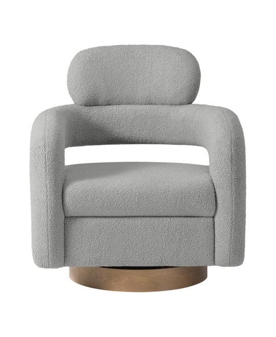 Mid-Century Modern Faux Sherpa Swivel Barrel Accent Chair