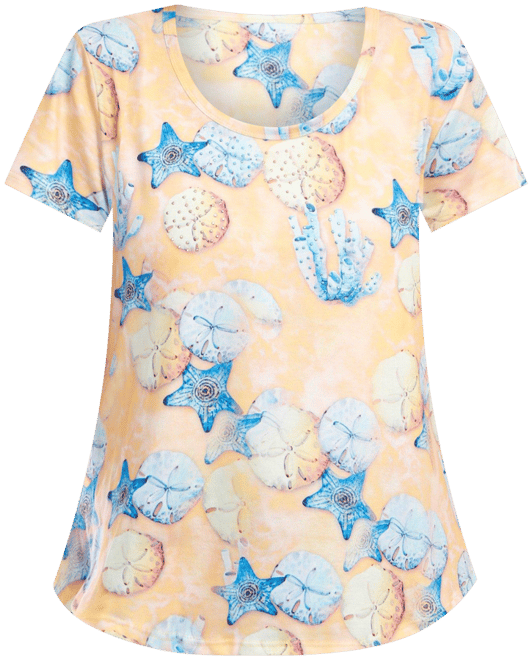 Coral Bay Petite Embellished Tropical Print Top