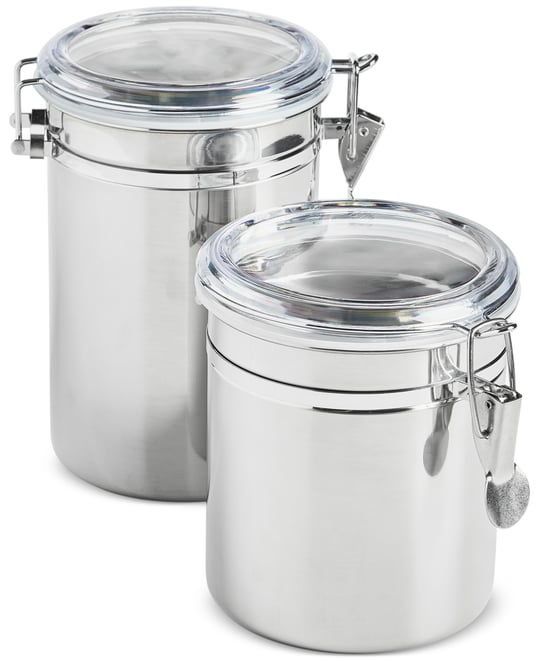 Stainless Steel Clamp-Lid Canisters, Set of 2, Exclusively at Macy's